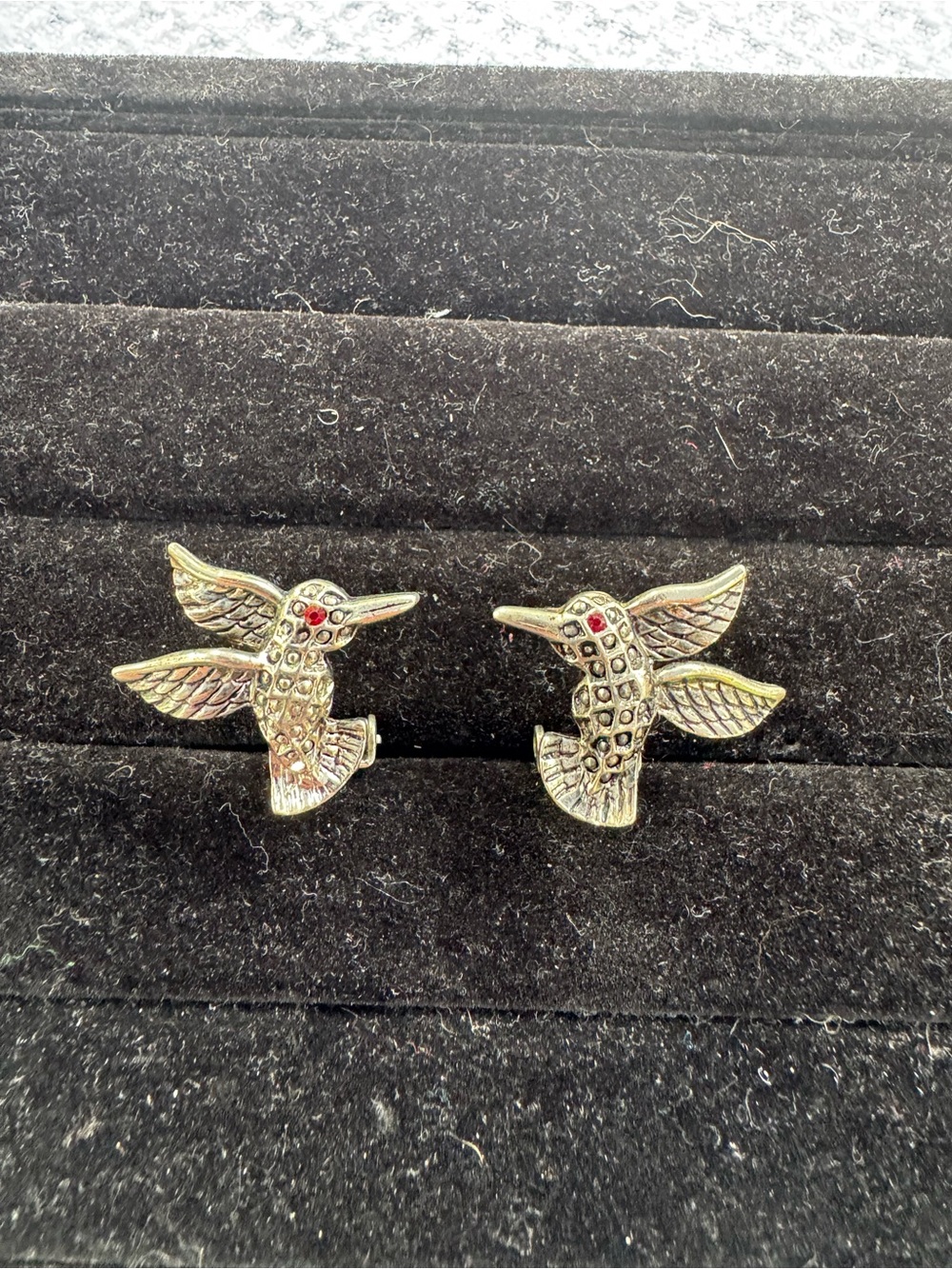 Vintage Sterling Silver Hummingbird Clip Back Earrings
